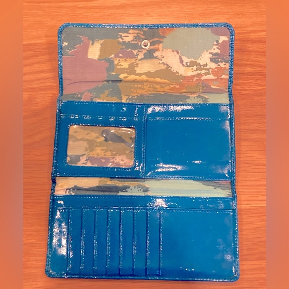 Anthropologie Miss Albright Turquoise Patent Leather Wallet - Picture 3 of 6